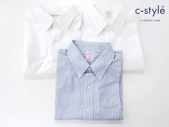 BROOKS BROTHERS ブルックスブラザーズ ワイシャツ 17-34 17-4/5 17-34/35 ストライプ 無地 長袖 計3点