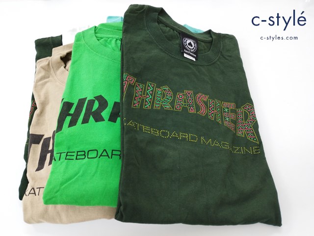 THRASHER スラッシャー 半袖 Tシャツ まとめ XL x 1 L x3 M x2 計6点 クルーネック カーキ グリーン 他