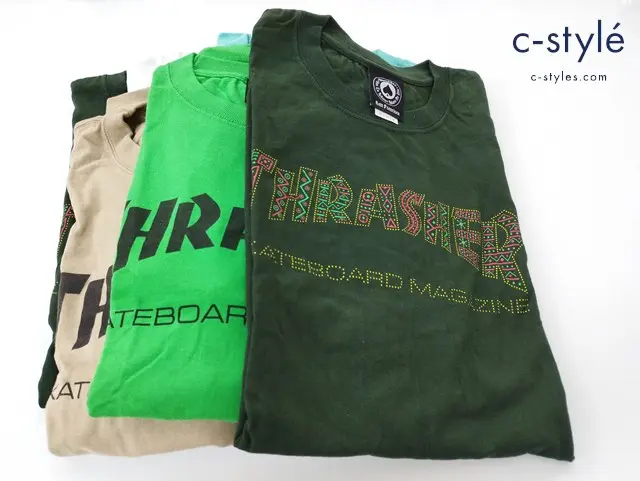 THRASHER スラッシャー 半袖 Tシャツ まとめ XL x 1 L x3 M x2 計6点 クルーネック カーキ グリーン 他