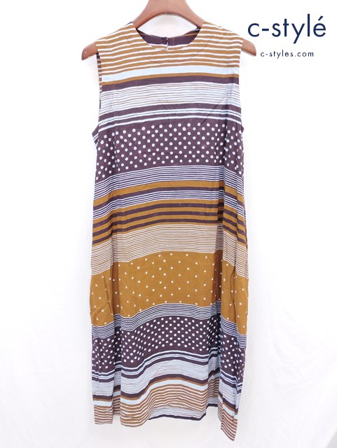 45R フォーティーファイブアール ノースリーブワンピース 0 マルチカラー 総柄 日本製 レディース