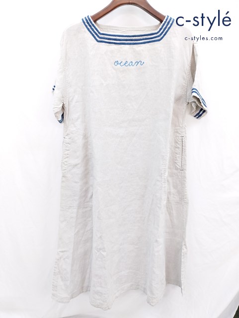 45R フォーティーファイブアール ワンピース 半袖 グレー 70450011 麻100％ 日本製 レディース