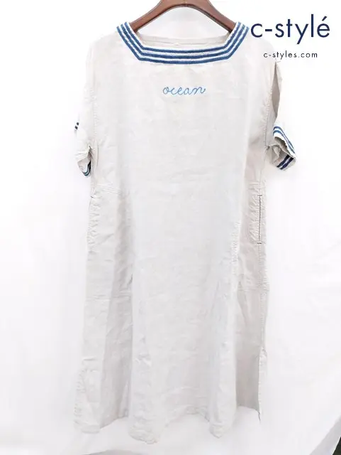 45R フォーティーファイブアール ワンピース 半袖 グレー 70450011 麻100％ 日本製 レディース