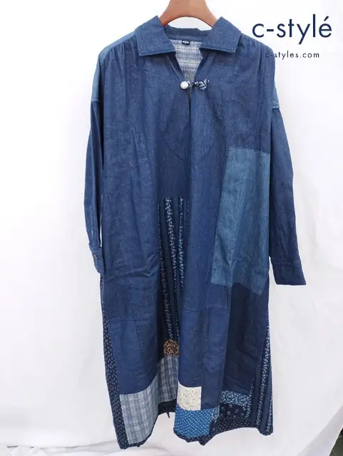 45R フォーティーファイブアール インディゴパッチワークのドレス 70850193 綿100％ レディース