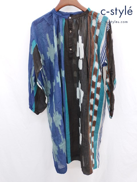 45R フォーティーファイブアール ブラウス 0 マルチカラー フェザーカディ イカットプリント 日本製