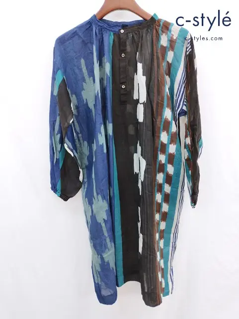 45R フォーティーファイブアール ブラウス 0 マルチカラー フェザーカディ イカットプリント 日本製