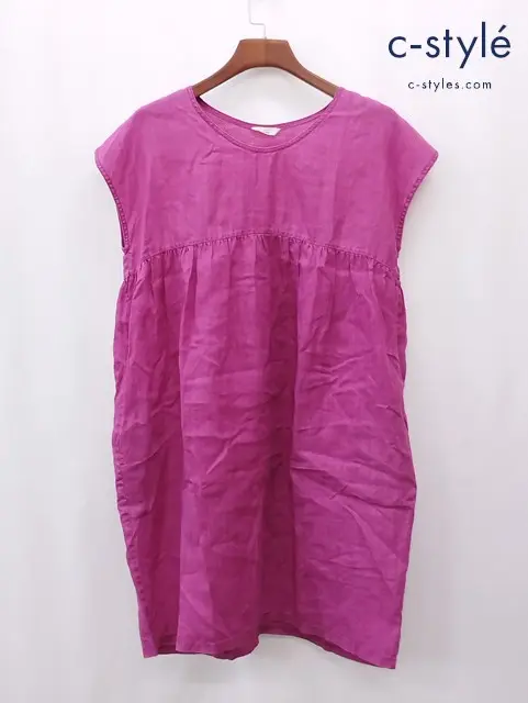 45R フォーティーファイブアール ワンピース 2 紅色 リネン100% 半袖