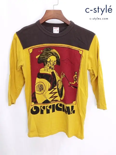 FREEWHEELERS POWER WEAR パワーウェア CANNABIS RUN OFF ロンT S イエロー系 長袖