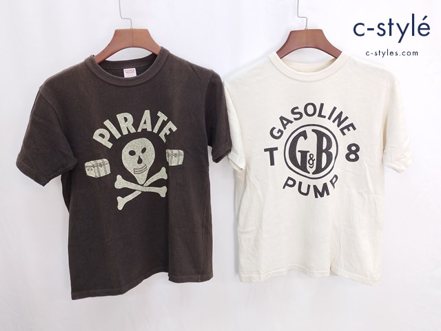 FREEWHEELERS POWER WEAR パワーウェア Tシャツ G&B MFG.CO PAIRATE TREASURE HUNT S 茶系 クリーム系