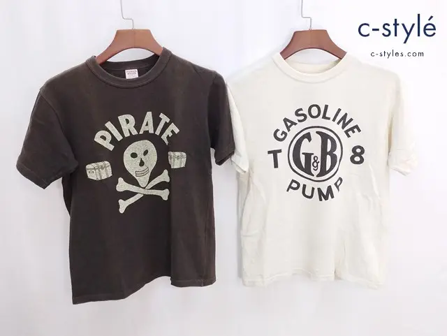 FREEWHEELERS POWER WEAR パワーウェア Tシャツ G&B MFG.CO PAIRATE TREASURE HUNT S 茶系 クリーム系