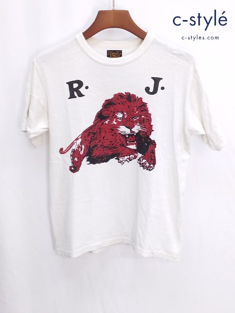 FREEWHEELERS POWER WEAR パワーウェア GILMORE Tシャツ 36 ホワイト 半袖 ライオン