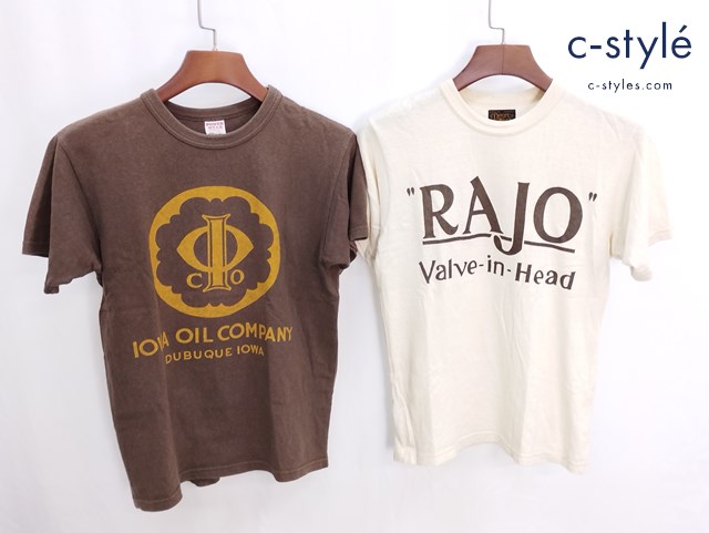 FREEWHEELERS POWER WEAR パワーウェア Tシャツ RAJO 36 クリーム系 IOWA OIL COMPANY S ブラウン系 半袖