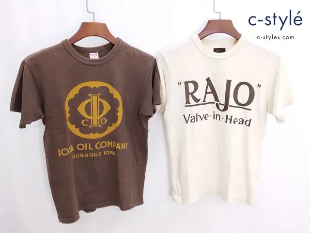 FREEWHEELERS POWER WEAR パワーウェア Tシャツ RAJO 36 クリーム系 IOWA OIL COMPANY S ブラウン系 半袖