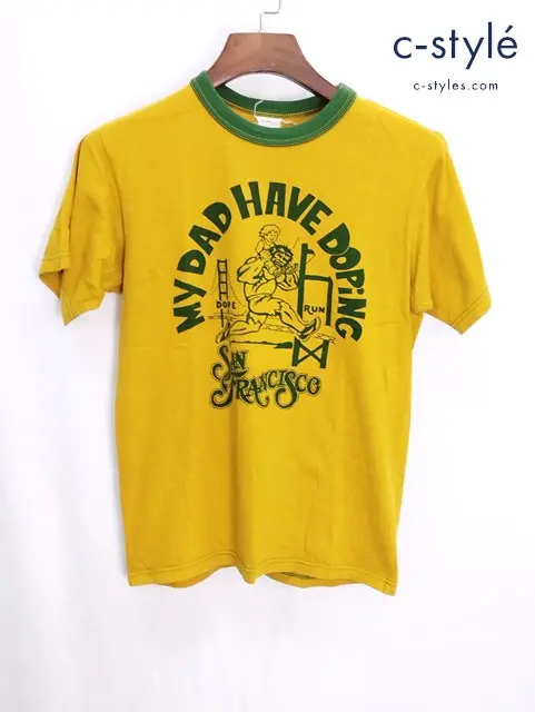 FREEWHEELERS POWER WEAR パワーウェア MY DAD HAVE DOPiNG Tシャツ イエロー系 半袖