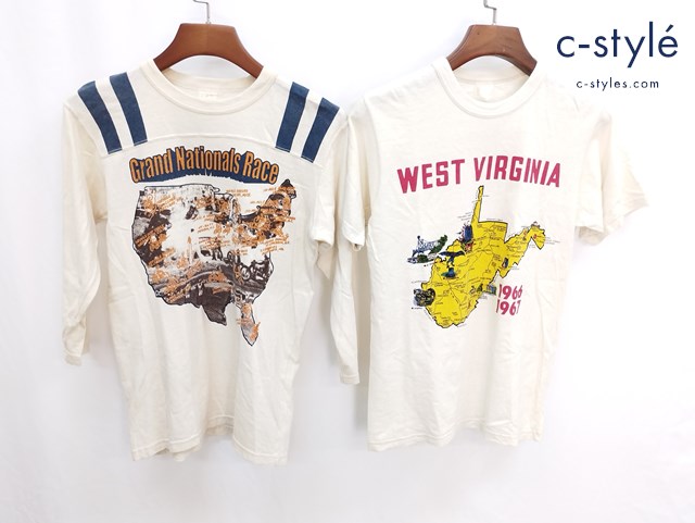 FREEWHEELERS POWER WEAR パワーウェア Tシャツ WEST VIRGINIA Grand Nationals Race S クリーム系