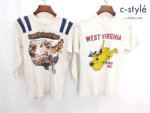 FREEWHEELERS POWER WEAR パワーウェア Tシャツ WEST VIRGINIA Grand Nationals Race S クリーム系