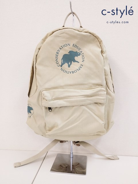 HUNTING WORLD ハンティングワールド リュックサック バックパック クリーム系 ゾウ ロゴ入