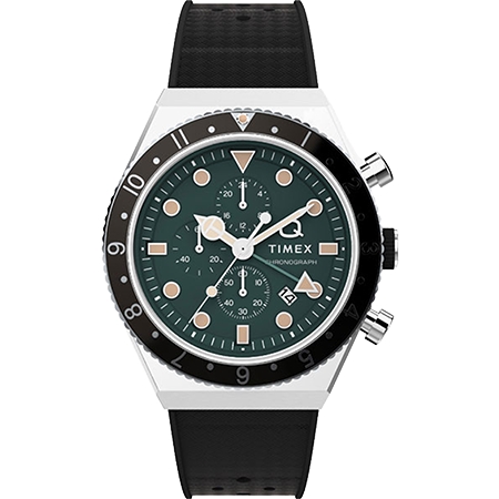 TIMEX(タイメックス) Q TIMEX 3タイムゾーン クロノグラフ グリーンダイアル