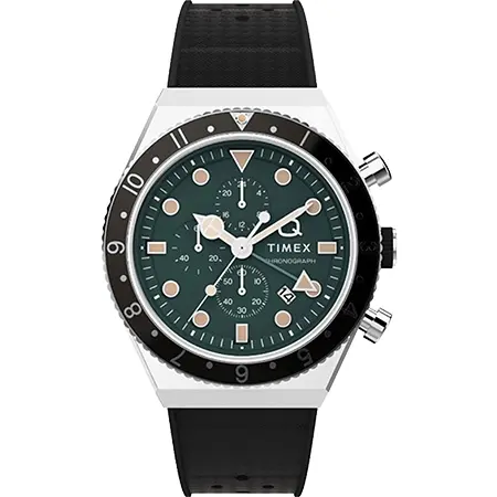 TIMEX(タイメックス) Q TIMEX 3タイムゾーン クロノグラフ グリーンダイアル