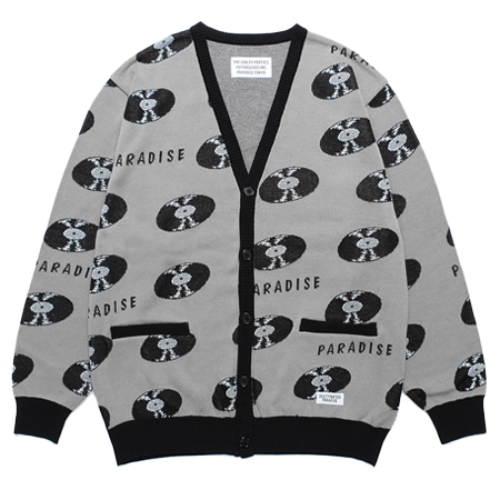 WACKO MARIA(ワコマリア) カーディガン RECORDS JACQUARD KNIT CARDIGAN GRAY