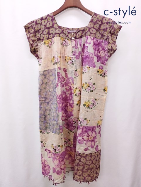 Badou-R バドゥアール パッチワーク ワンピース 2 マルチカラー 花柄 コットン100％ ボタニカル