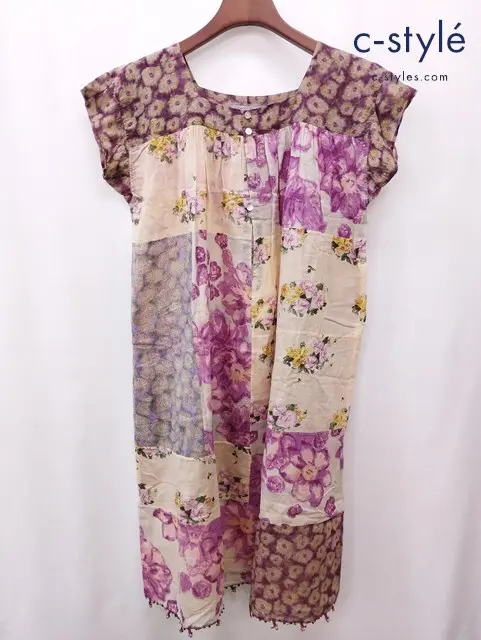 Badou-R バドゥアール パッチワーク ワンピース 2 マルチカラー 花柄 コットン100％ ボタニカル