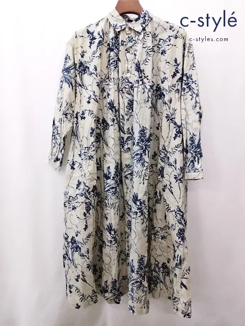 45R フォーティファイブアール Umii更紗のくしゅくしゅドレス マルチカラー 総柄 ワンピース 綿100％