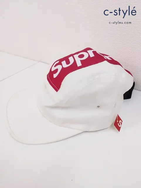 Supreme シュプリーム トップストライプキャンプキャップ ホワイト×レッド MADE IN USA