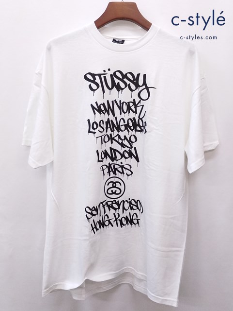 STUSSY ステューシー 半袖シャツ XL ホワイト MARK WARD WORLD TOUR