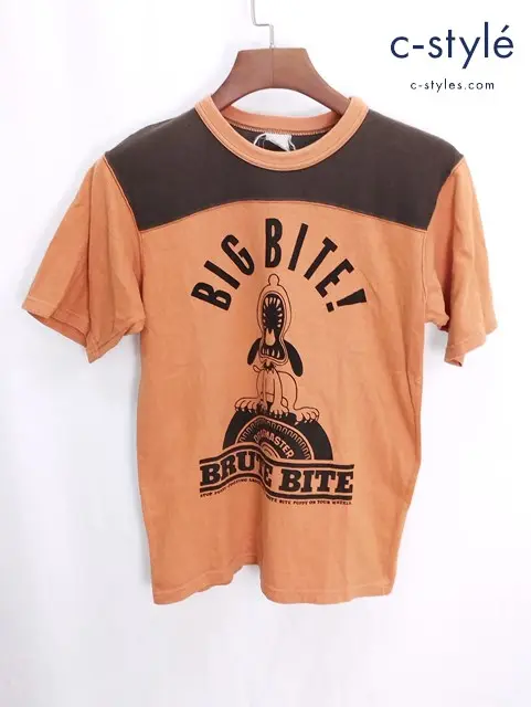 FREEWHEELERS フリーホイーラーズ BIG BITE！ Tシャツ オレンジ 半袖 ブルート・バイト いぬ