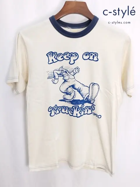 FREEWHEELERS フリーホイーラーズ Keep on Truckin’ Tシャツ クリーム系 半袖