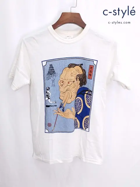 POWER WEAR パワーウェア 怒雄婦 Tシャツ S ホワイト 半袖 浮世絵 / FREEWHEELERS フリーホイーラーズ
