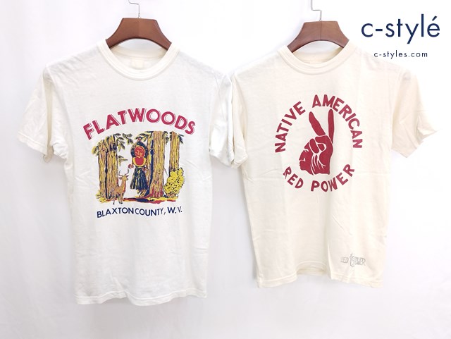 FREEWHEELERS フリーホイーラーズ Tシャツ FLATWOODS ホワイト NATIVE AMERICAN RED POWER クリーム系