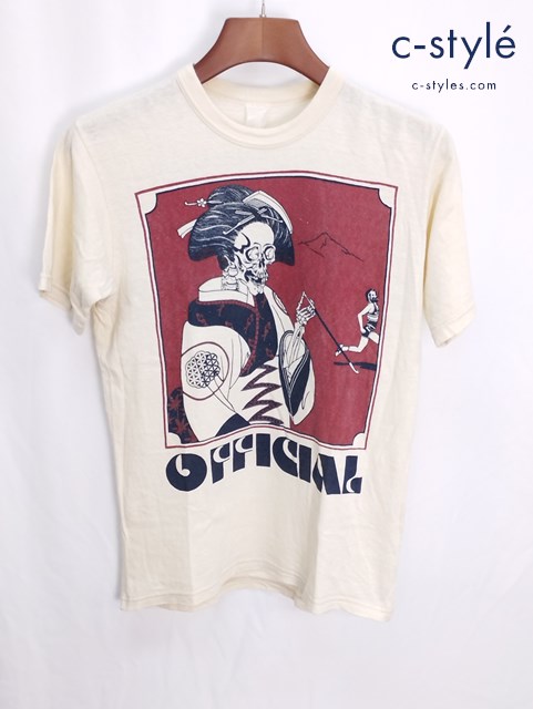 FREEWHEELERS フリーホイーラーズ CANNABIS RUN OFF Tシャツ ベージュ系 半袖 浮世絵