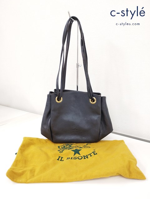 IL BISONTE イルビゾンテ ショルダーバッグ ブラック レザー 袋付き レディース