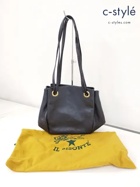 IL BISONTE イルビゾンテ ショルダーバッグ ブラック レザー 袋付き レディース