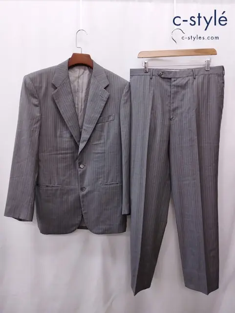 STEFANO RICCI ステファノリッチ 2Bスーツ 50/6 グレー ストライプ イタリア製 セットアップ