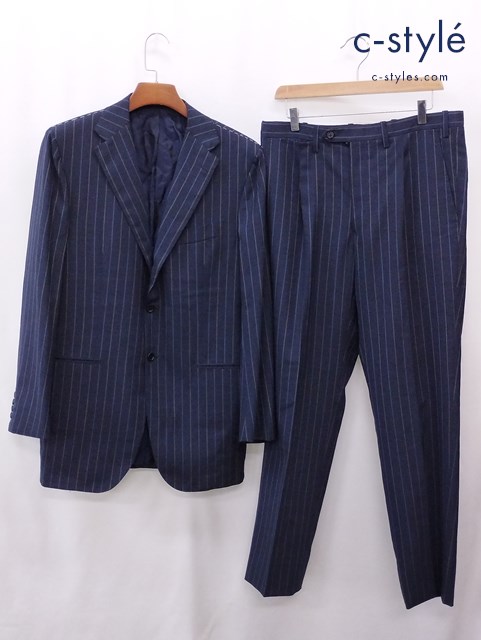 KITON キートン 段取り3Bスーツ ジャケット パンツ 50 ネイビー ストライプ イタリア製 上下セット