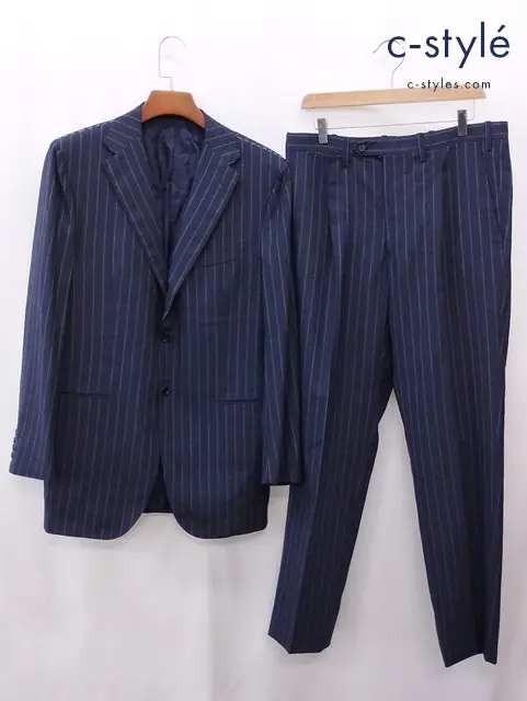 KITON キートン 段取り3Bスーツ ジャケット パンツ 50 ネイビー ストライプ イタリア製 上下セット