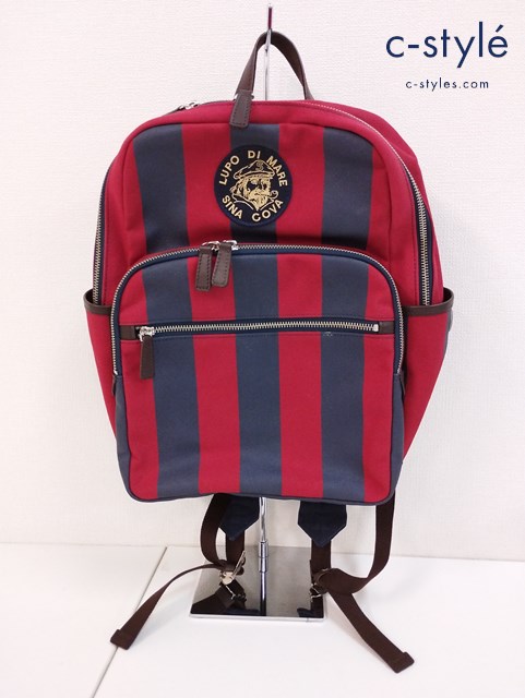 SINA COVA シナコバ リュックサック レッド×ネイビー 20177010 帆布 ワッペン