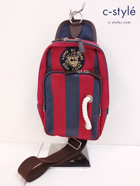 SINA COVA シナコバ ワンショルダーバッグ レッド×ネイビー 帆布 20177020