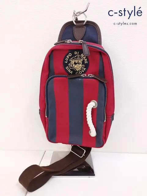 SINA COVA シナコバ ワンショルダーバッグ レッド×ネイビー 帆布 20177020