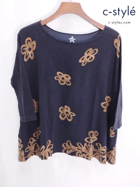 45rpm フォーティーファイブアールピーエム Tシャツ 0 ブラック系 花柄 綿100％ 日本製 レディース