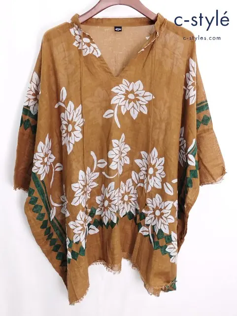 45R フォーティーファイブアール ガーゼのUMiiロハストールポンチョ 0 ブラウン系 日本製 レディース