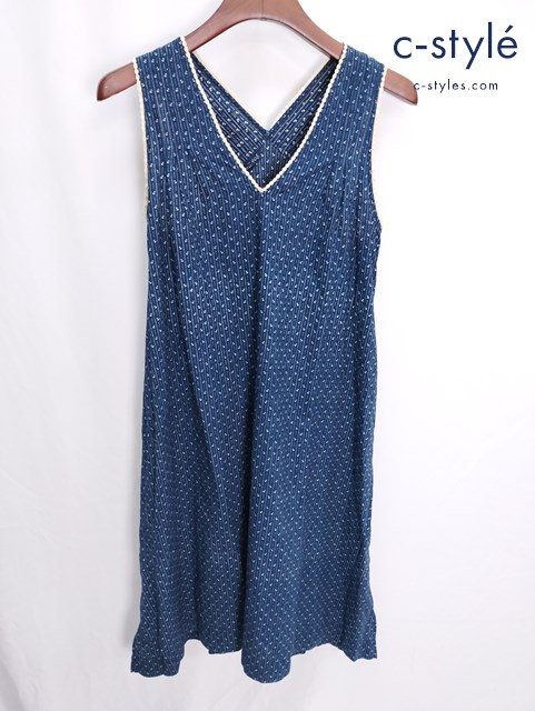 Umii908 ウミキューゼロハチ ワンピース ノースリーブ 1 ネイビー系 総柄 綿100％ 日本製 レディース