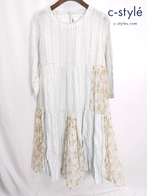 pero ペロ ワンピース 38 マルチカラー ストライプ 花柄 レディース