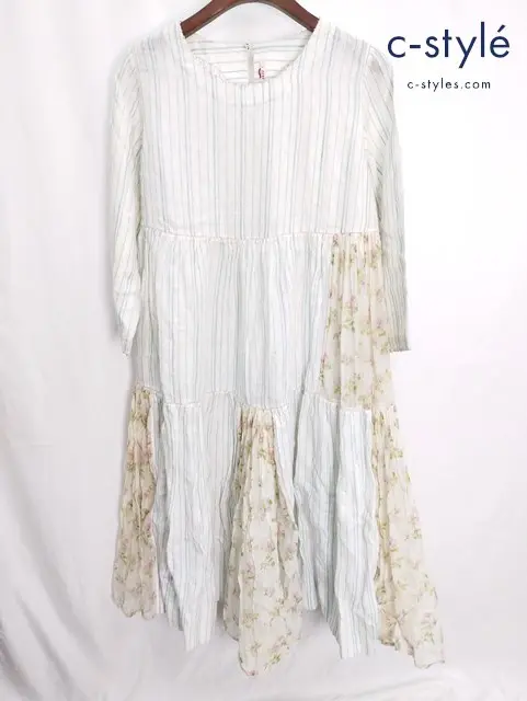 pero ペロ ワンピース 38 マルチカラー ストライプ 花柄 レディース