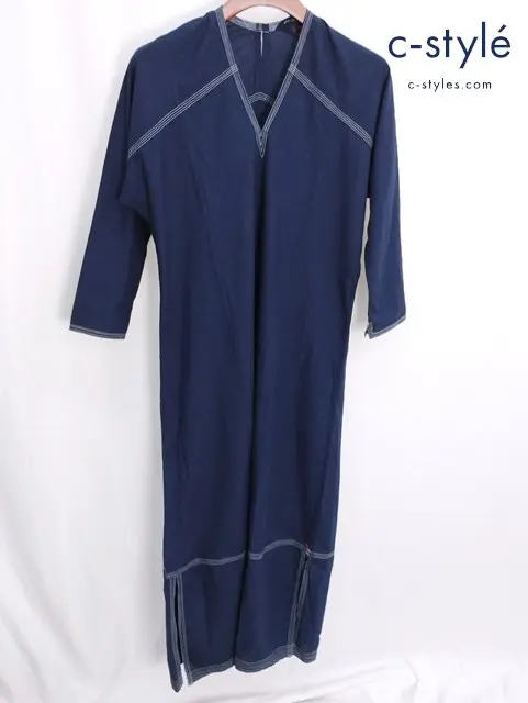 45rpm フォーティーファイブアールピーエム ロングワンピース 2 紺色系 Vネック スリット レディース