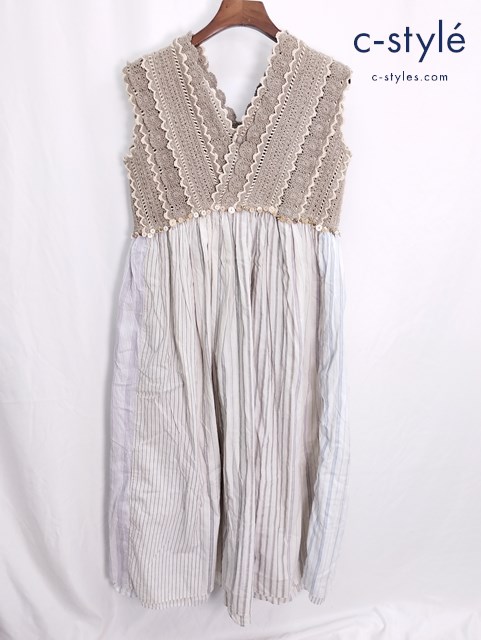 45R かぎ針×インドカディドレス 2 ベージュ pate a chou 60950145 ワンピース 日本製 レディース