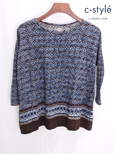 45R フォーティーファイブアール カットソー 0 ブラウン×ブルー系 総柄 5-07-7053 レディース