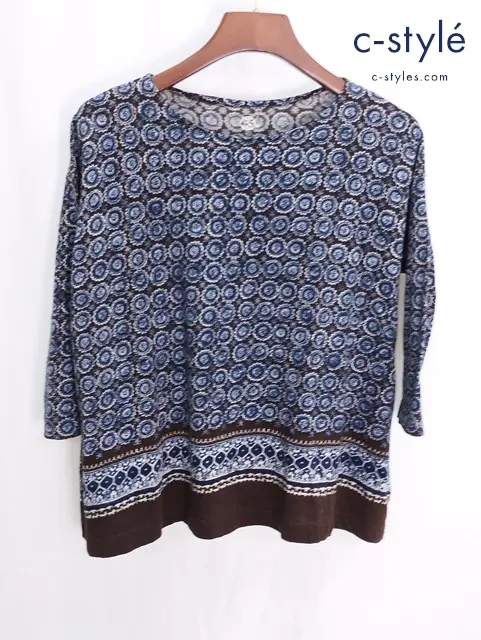 45R フォーティーファイブアール カットソー 0 ブラウン×ブルー系 総柄 5-07-7053 レディース